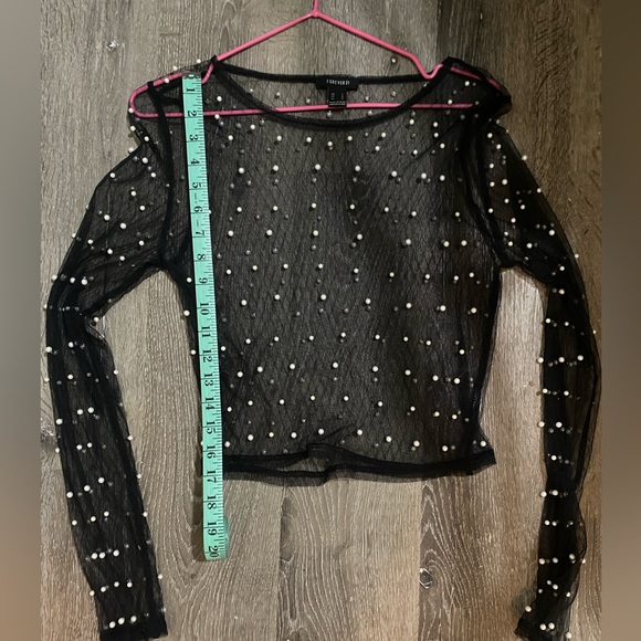Forever 21 Pearl Mesh Top - L - Picture 5 of 6